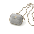 Chanel Airpods Case Charm Lambskin Coco Mark Quilted Chain Gray