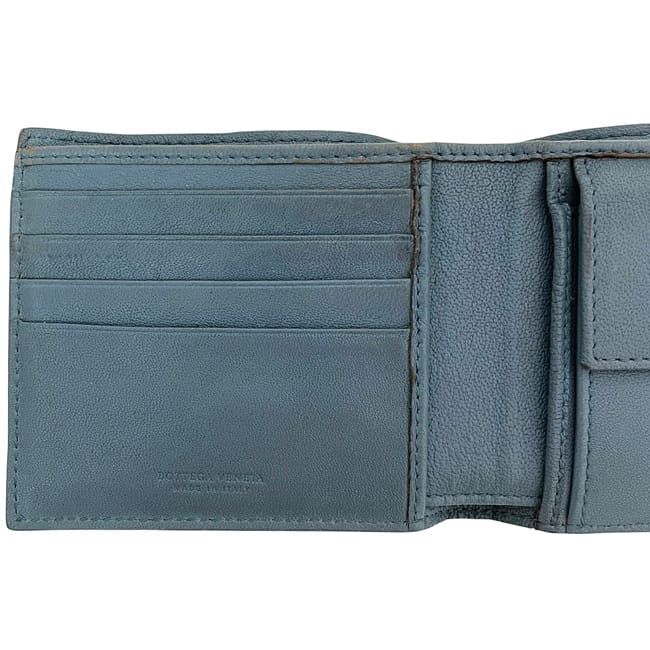 Bottega Veneta Fold Wallet Blue Intrecciato Leather — view 5