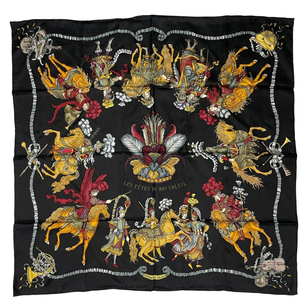 Hermes Scarf Silk Carre 90 les Fetes du Roi Soleil Celebration of the Sun King