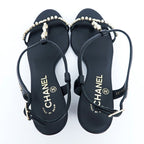 Chanel Strap Sandals Black 37 1 2 C Coco Mark — view 6