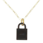 Hermes Amulet Cadenas GM Buffalo Horn Lacquer Brown Necklace 1757 — view 4
