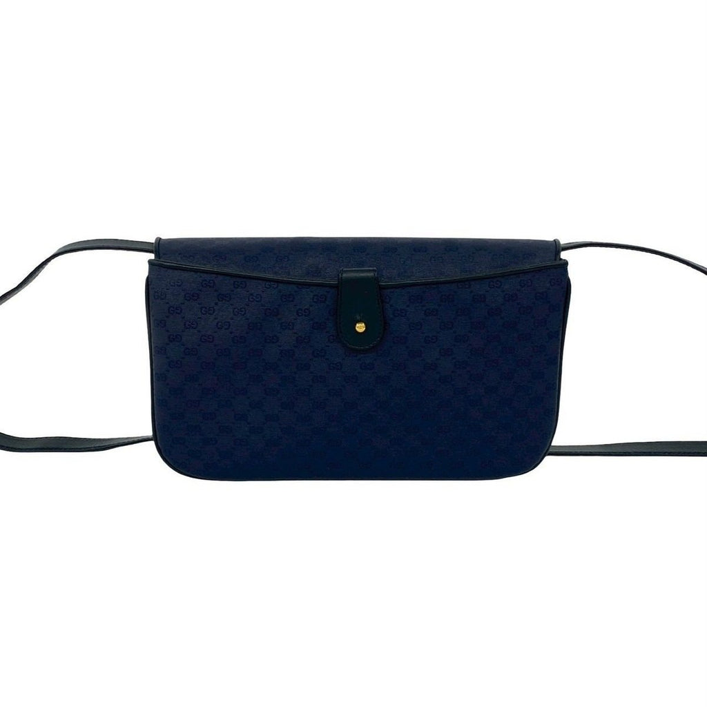 Gucci Vintage Micro GG Logo Leather Shoulder Bag Pochette Crossbody Navy — view 3