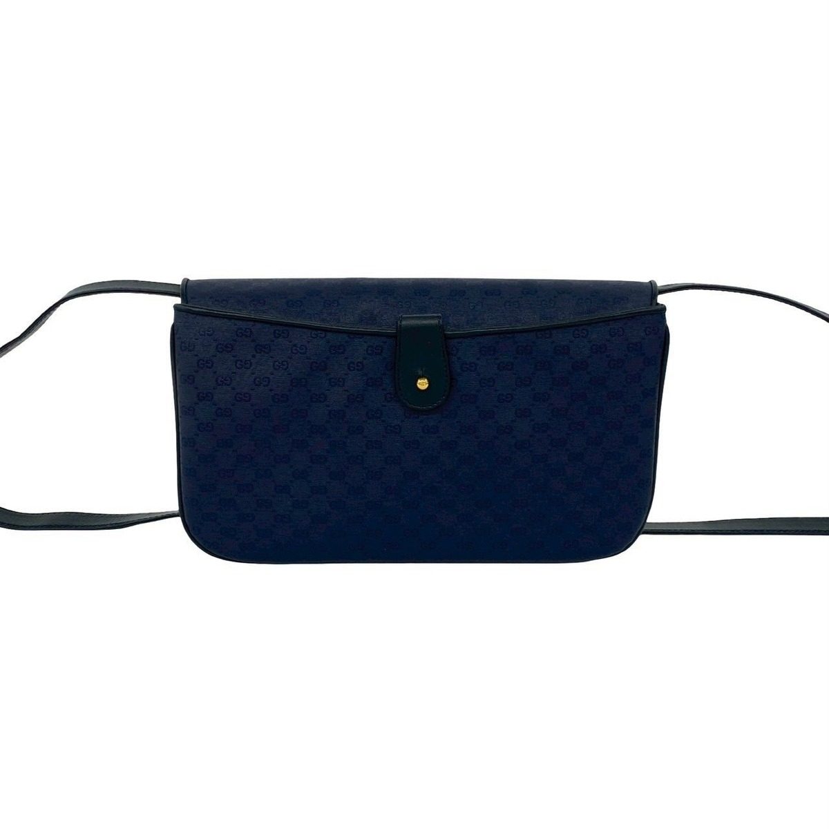 Gucci Vintage Micro GG Logo Leather Shoulder Bag Pochette Crossbody Navy — view 3