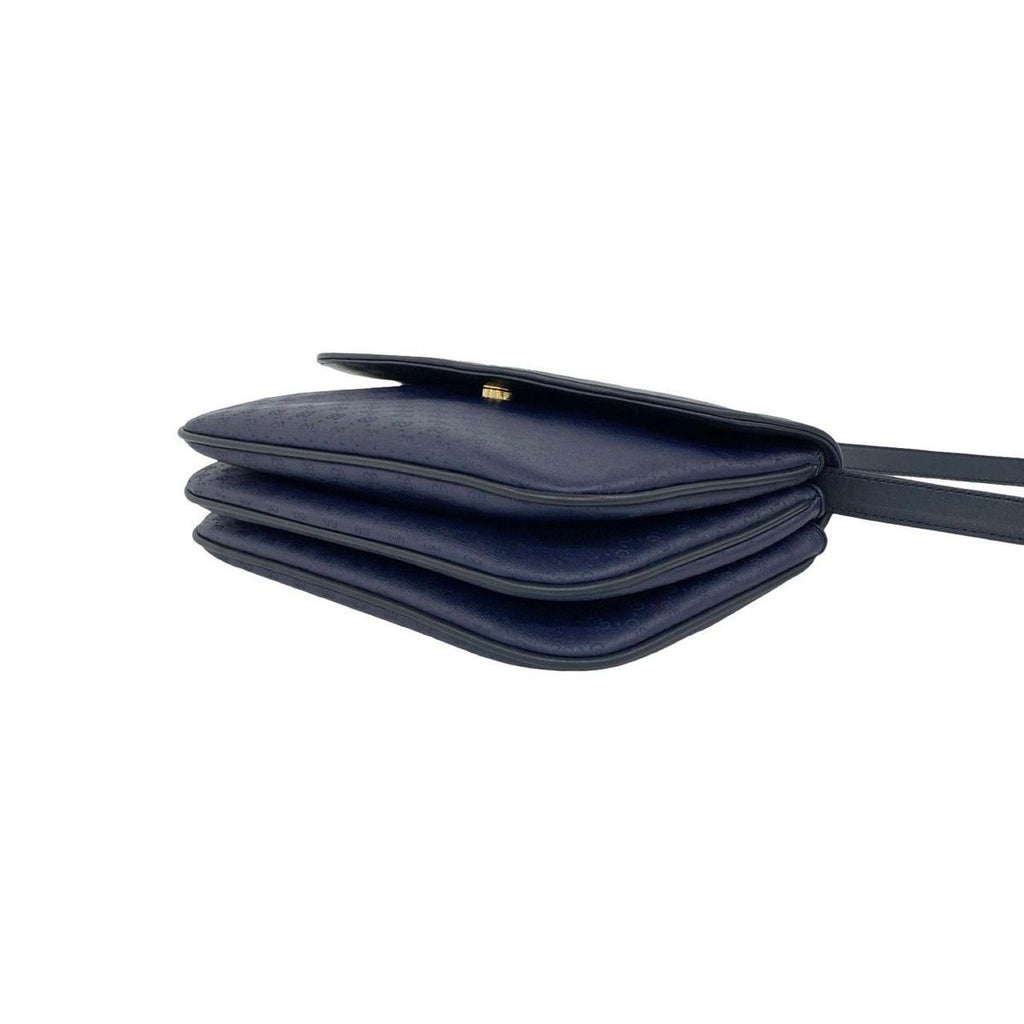 Gucci Vintage Micro GG Logo Leather Shoulder Bag Pochette Crossbody Navy — view 8