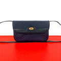 Gucci Vintage Micro GG Logo Leather Shoulder Bag Pochette Crossbody Navy