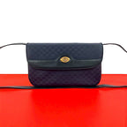 Gucci Vintage Micro GG Logo Leather Shoulder Bag Pochette Crossbody Navy