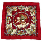 Hermes Carre 90 Scarf Silk Cavaliers Des Nuages Cloud Knight Red Box — view 2