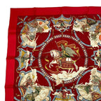 Hermes Carre 90 Scarf Silk Cavaliers Des Nuages Cloud Knight Red Box — view 3