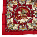 Hermes Carre 90 Scarf Silk Cavaliers Des Nuages Cloud Knight Red Box — view 5