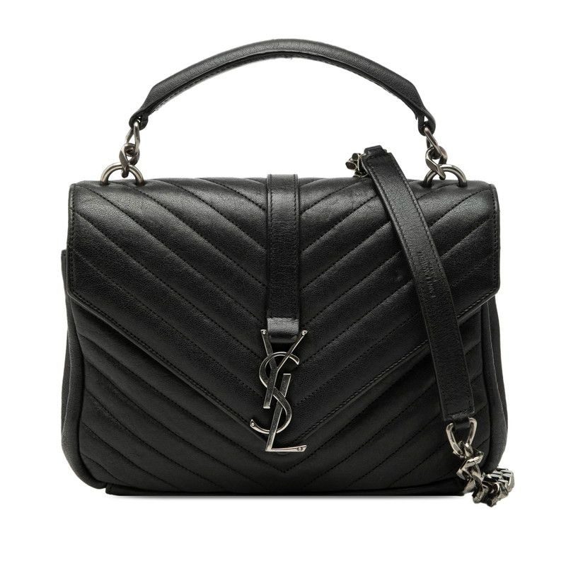 Saint Laurent Carre 2-Way Shoulder Bag Black Leather