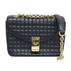Celine Chain Shoulder Bag Quilted Black Gold Hardware Leather