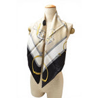 Celine Scarf Vintage Carre 90 Carriage Harness Gold White Black — view 4