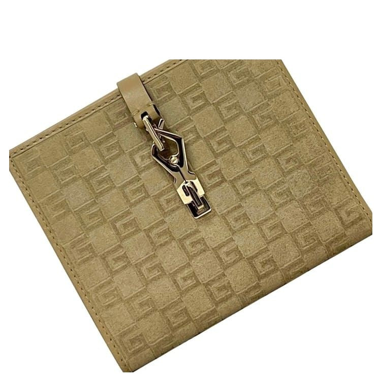 Gucci Bifold Wallet Jackie 035 Leather Suede Beige Vintage