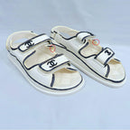 Chanel Velcro Comfort Sandals CC Mark Off White Black 38C — view 2
