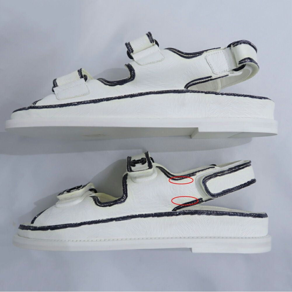 Chanel Velcro Comfort Sandals CC Mark Off White Black 38C — view 5