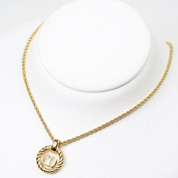 Dior Logo Necklace Gold Color 45.8 cm Rope Circle Costume Jewelry — view 2