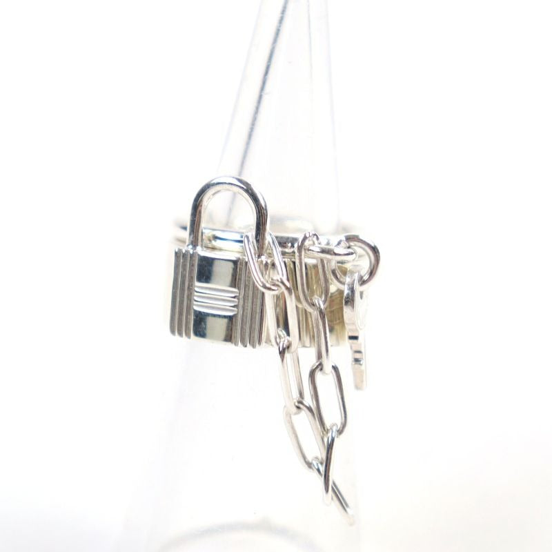 Hermes Alfa Kelly AG 925 Clochette Cadenas Double Ring Accessory Silver — view 2