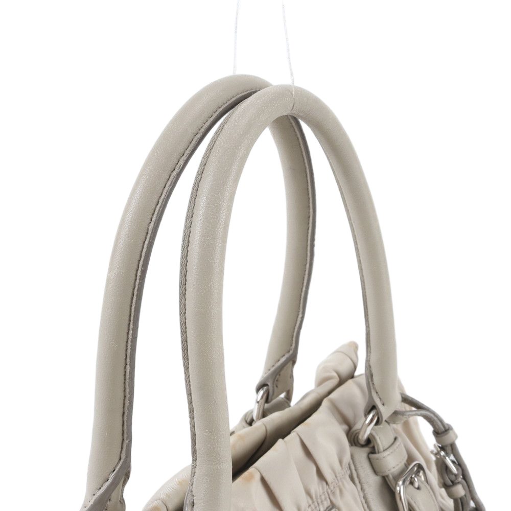 Prada Tessuto Nylon Triangle Logo Gathered Leather 2-Way Shoulder Bag Crossbody — view 2