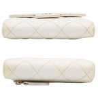 Chanel Trifold Wallet Caviar Leather Quilted White CC Logo Compact — view 3