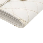 Chanel Trifold Wallet Caviar Leather Quilted White CC Logo Compact — view 6