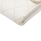 Chanel Trifold Wallet Caviar Leather Quilted White CC Logo Compact — view 7