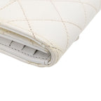 Chanel Trifold Wallet Caviar Leather Quilted White CC Logo Compact — view 8