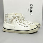 Celine Triomphe Canvas High Cut Sneakers 37 White