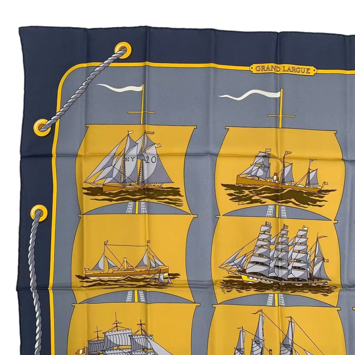 Hermes Scarf Carre 90 Grand Largue Silk Blue — view 2
