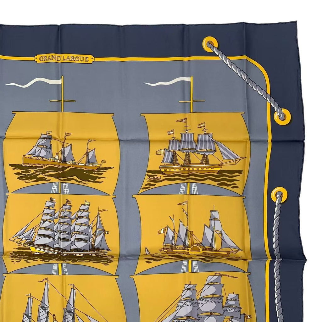 Hermes Scarf Carre 90 Grand Largue Silk Blue — view 3