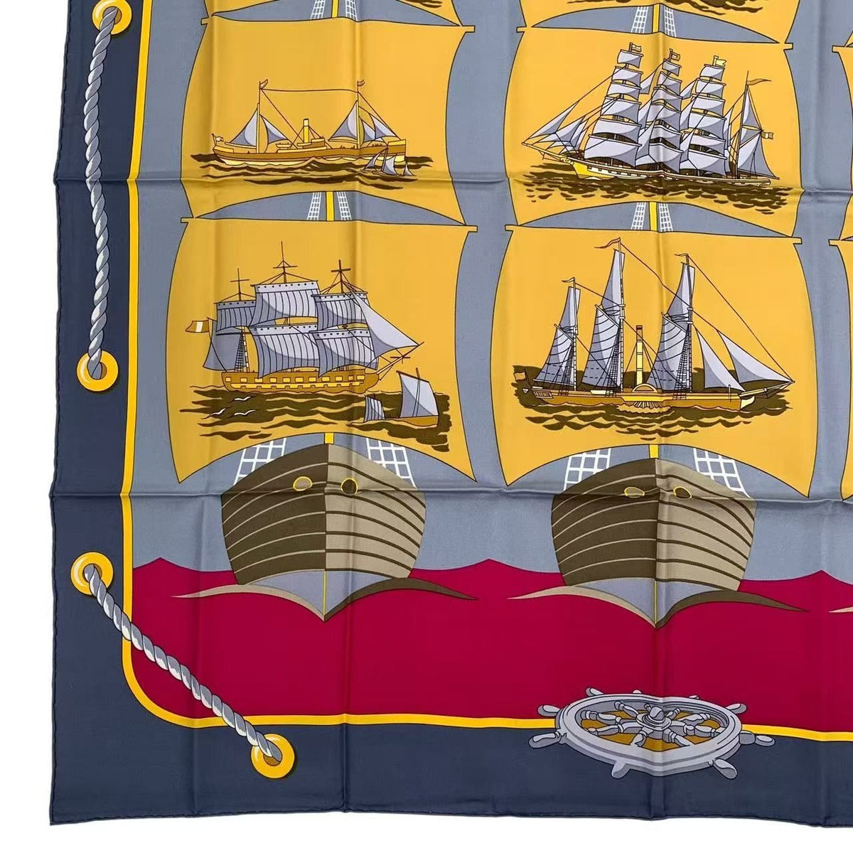 Hermes Scarf Carre 90 Grand Largue Silk Blue — view 5