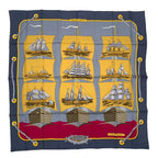 Hermes Scarf Carre 90 Grand Largue Silk Blue