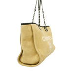 Chanel Chain Tote Deauville Canvas Beige Silver — view 2