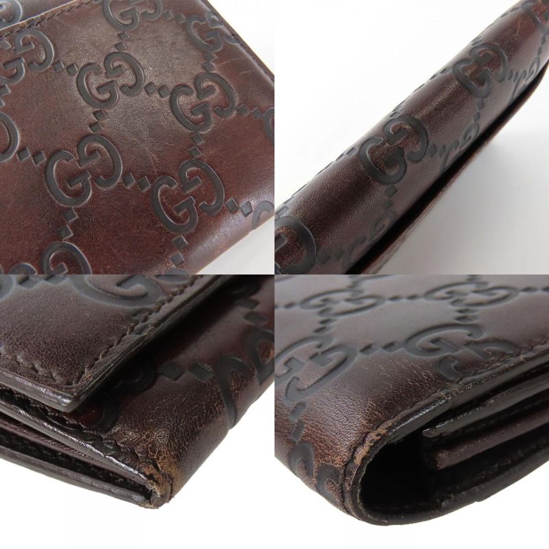 Gucci Bifold Wallet Sima Leather Dark Brown Long Small Accessories — view 4