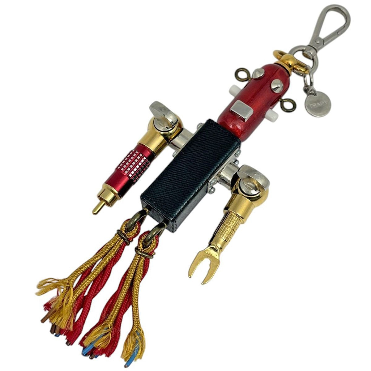 Prada Robot Motif Bag Charm Key Ring Key Holder Bag Leather Red Black Multicolor