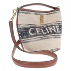 Celine Teen Bucket 16 erf.01 wb Shoulder Bag Canvas Leather White