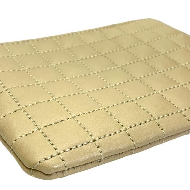 Celine CC Charm Coin Case Purse Mini Pouch Quilted Leather Beige — view 8