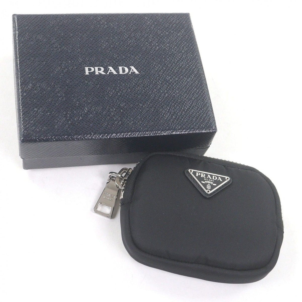 Prada Nylon Triangle Logo Plate Shoulder Mini Basket Pouch Black — view 2