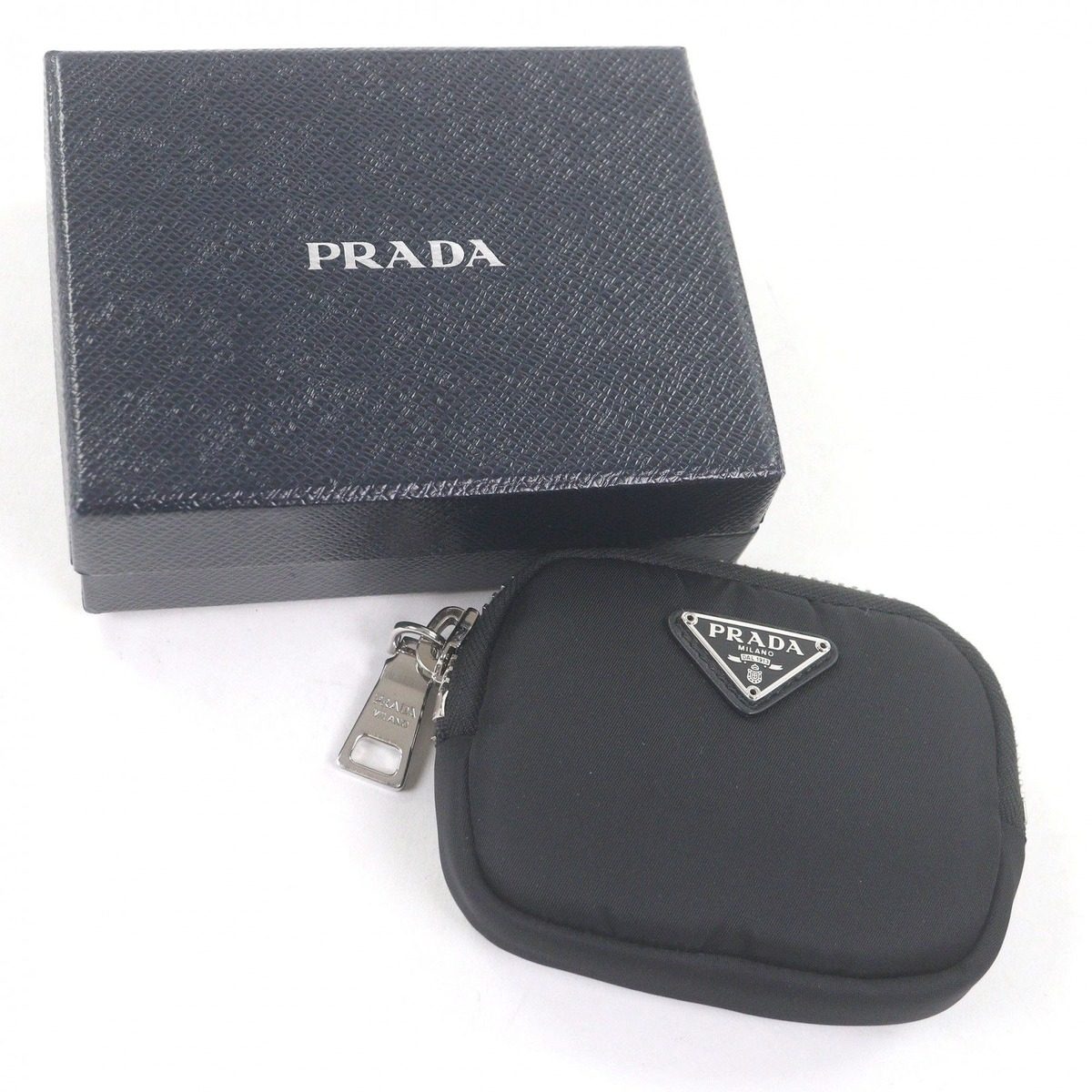 Prada Nylon Triangle Logo Plate Shoulder Mini Basket Pouch Black — view 2
