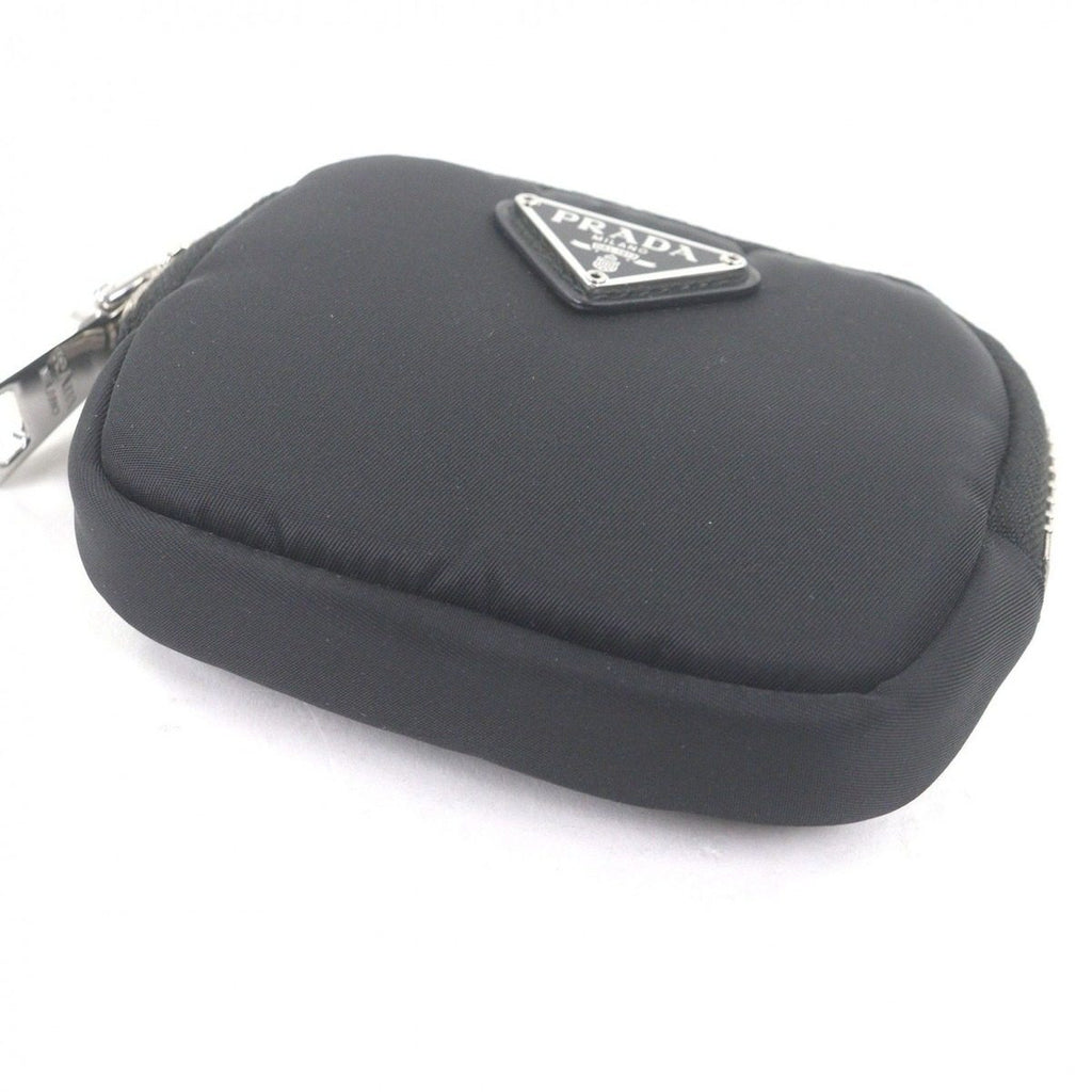 Prada Nylon Triangle Logo Plate Shoulder Mini Basket Pouch Black — view 5