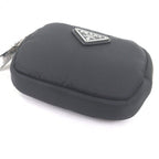 Prada Nylon Triangle Logo Plate Shoulder Mini Basket Pouch Black — view 5