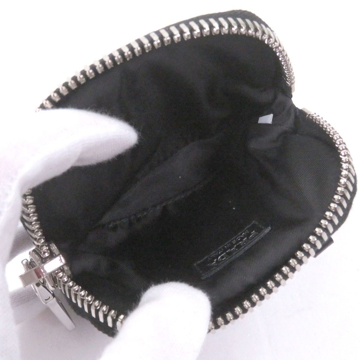 Prada Nylon Triangle Logo Plate Shoulder Mini Basket Pouch Black — view 7