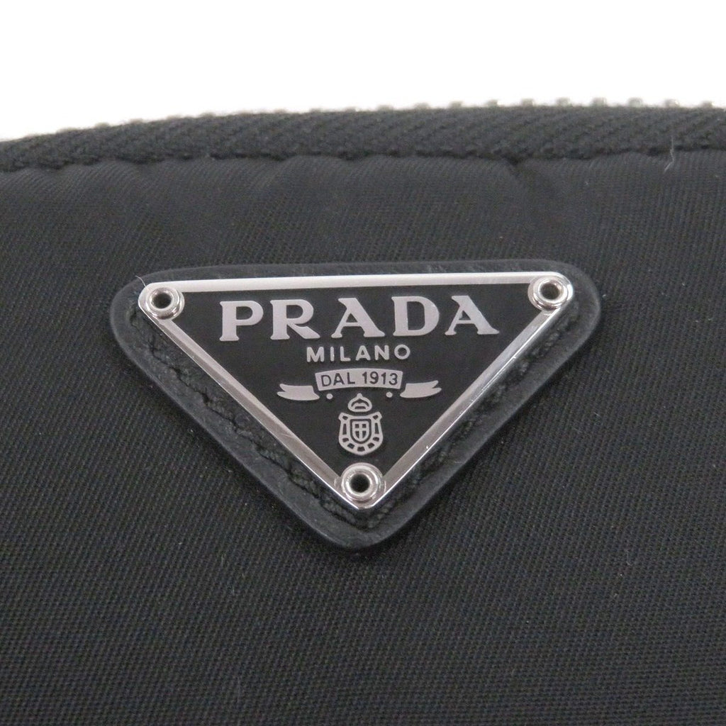 Prada Nylon Triangle Logo Plate Shoulder Mini Basket Pouch Black — view 8