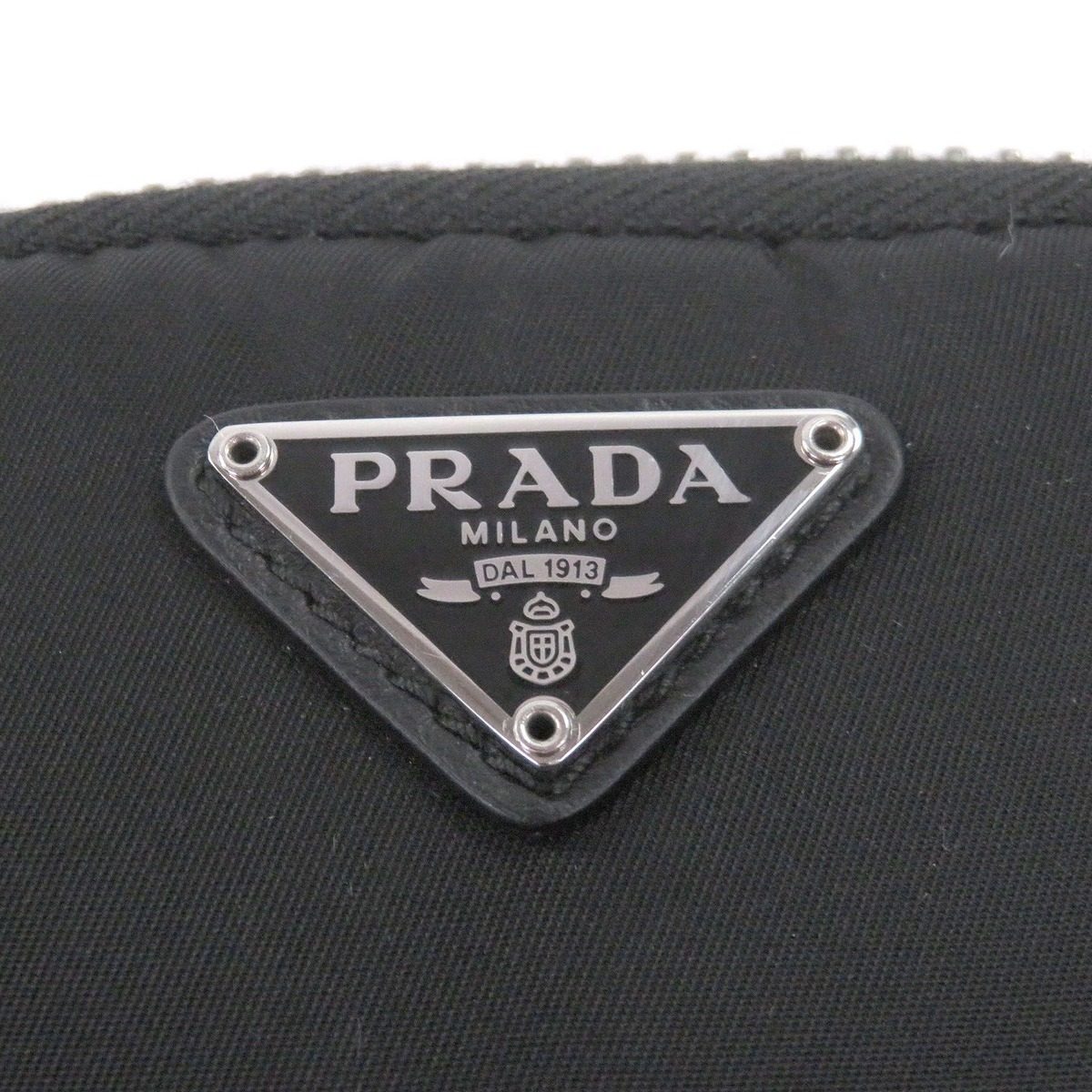 Prada Nylon Triangle Logo Plate Shoulder Mini Basket Pouch Black — view 8