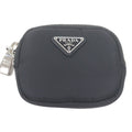 Prada Nylon Triangle Logo Plate Shoulder Mini Basket Pouch Black