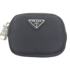Prada Nylon Triangle Logo Plate Shoulder Mini Basket Pouch Black