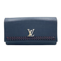 Louis Vuitton Portefeuille Lockme II Leather Navy Wallet Silver