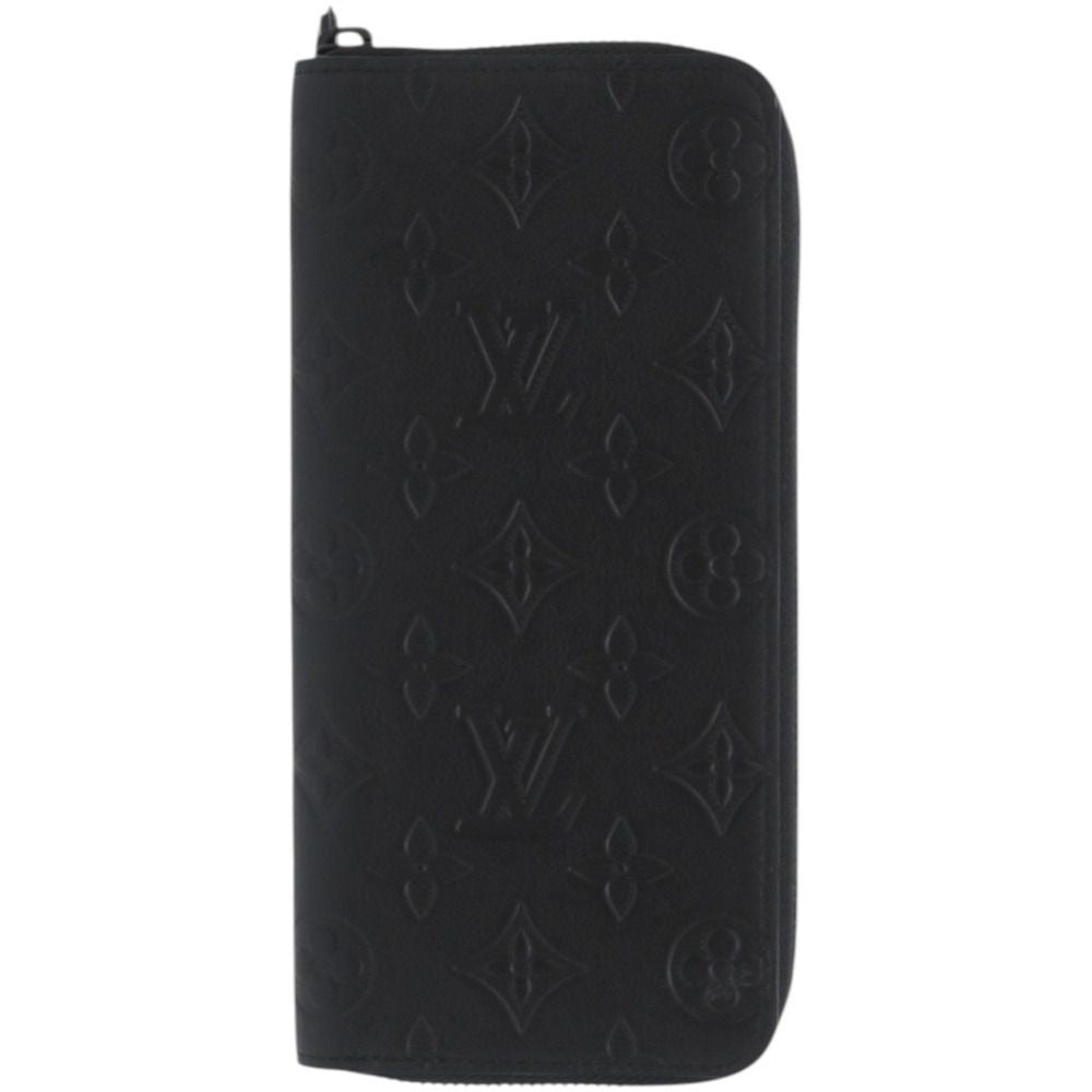 Louis Vuitton Zippy Wallet Vertical Shadow Leather Black LV Long