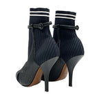 Fendi Rococo Boots Short Shoes Fabric Leather Black White Logo Sock — view 4