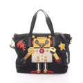 Prada Tote Black Nylon Saffiano Leather Robot 2-Way