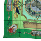 Hermes Carre 90 Scarf le Geographe Geographer Silk Green — view 4